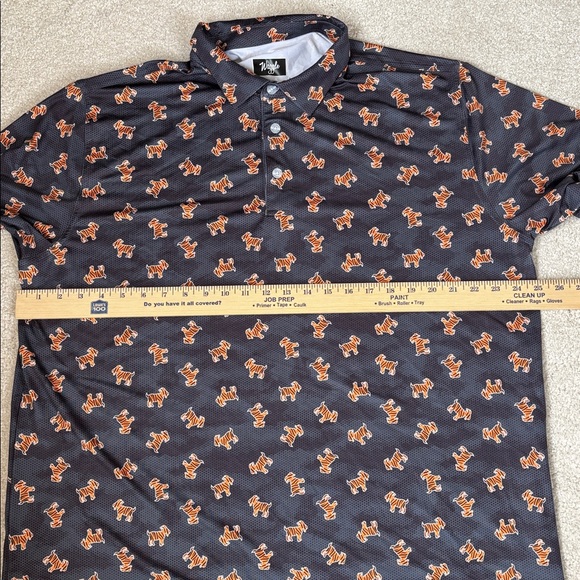 Waggle Tiger Goat Performance Polo Golf Shirt Camo Gray Stretch Mens 2XL XXL - Picture 5 of 9